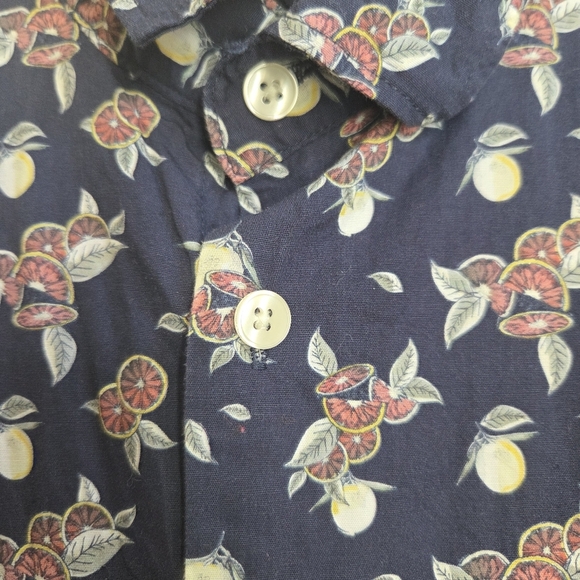 Frank & Oak Dark Blue Fruit Design Button-Down Shirt  Size Small - Picture 5 of 7